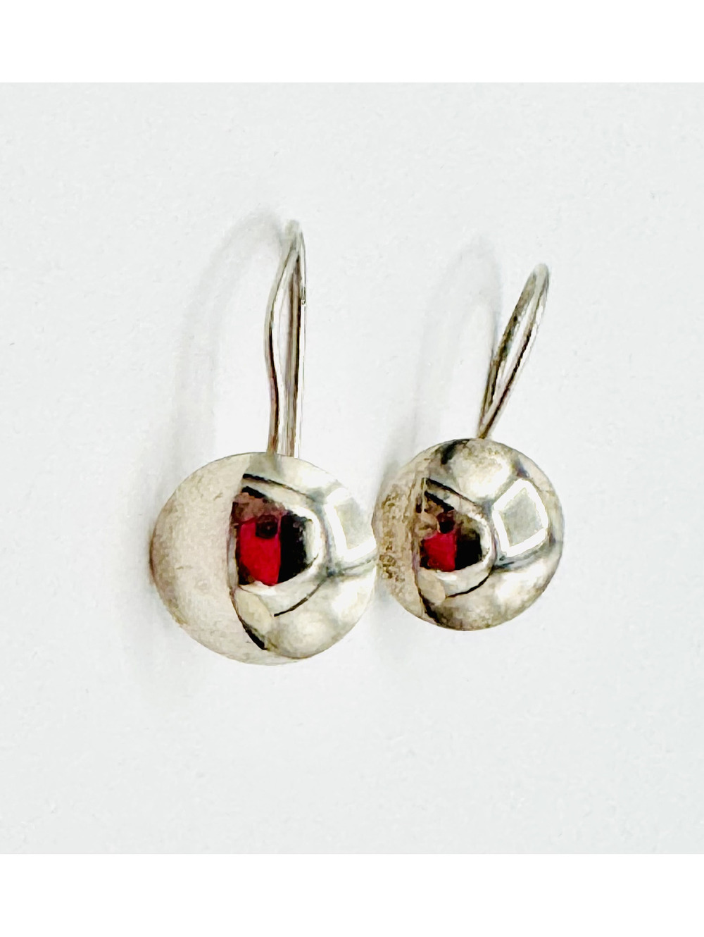 Sterling silver hook drop to round dome earrings